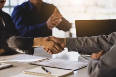 Business deal with contract signed