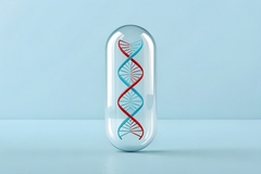 DNA helix in a supplement capsule