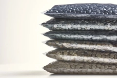 Image Plastic pellets in bags.