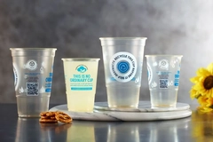 A group of transparent cups