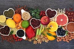 Healthy heart food high in flavonoids, polyphenols, antioxidants, anthocyanins, lycopene, vitamins, proteins, bioflavonoids, minerals, fiber.
