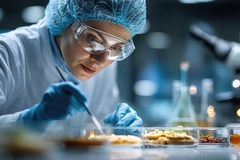 Image Focused scientist analyzing food samples in laboratory