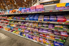 Image Chocolate bars in European supermarket.