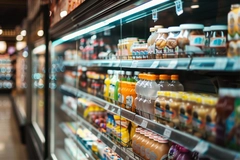 Image Healthy beverages in supermarket.