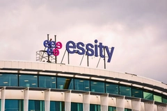 Essity logo on office building roof