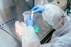 Researcher testing infant formula