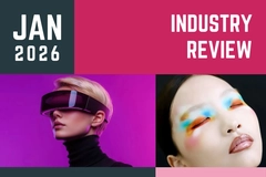 Image Jan in rev text with a picture of a girls wearing colorful makeup and another wearing futuristic glasses.