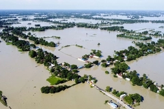 Flooded farm.