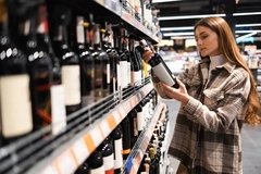 Image woman buying wine in store