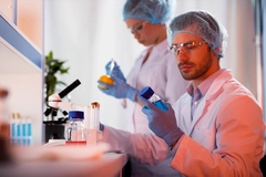 Image Scientists at botanical laboratory during work