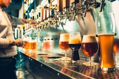 four glasses of beer four glasses of beer with tap