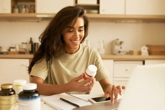 woman checking nutrition labels