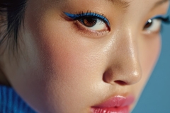 Blue liner on Asian girl.