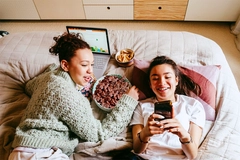 Image Young consumers eating ChoViva products.