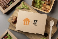 Image Just Eat Takeaway box with Morro logo.