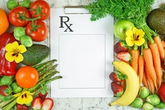 Image Medical prescription next to fruits