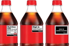 Image soda labels with differnt nutrition labels