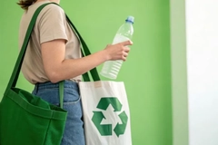 Image woman with recycling logo bag