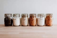 fortified foods and grains in glas jars