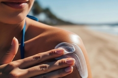 Person applying suncream.