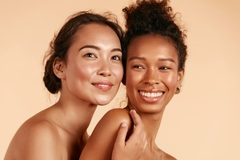 two women with clear skin