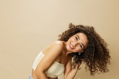 woman with curly hair