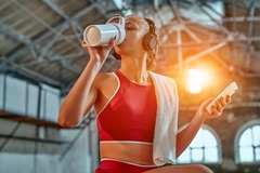 Woman taking health supplements Woman taking health supplements