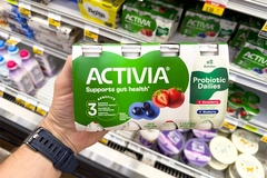 Activia yogurts in supermarket.