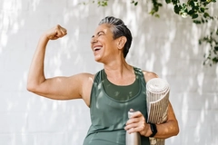 Elderly woman strength training