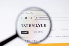 Tate & Lyle company logo on a computer screen under a magnifying glass