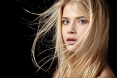 Image woman smiles at camera