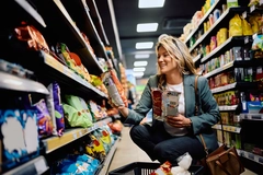 Image happy woman shopping in supermarket