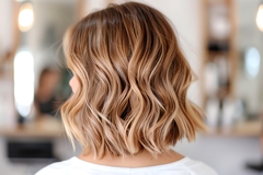 Wavy colored hair.