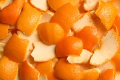 Many orange peels closeup