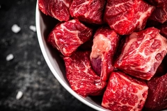 Raw beef chunks