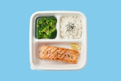 Image A plate of food with a piece of fish and rice