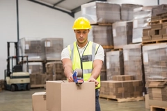 Image man closing box warehouse