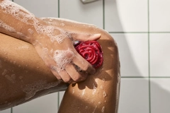 Image person showering with package free soap