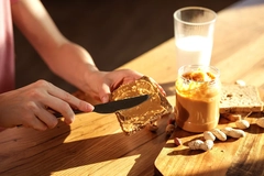 Image Peanut butter on bread.