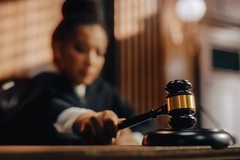 Image Female Judge Pronouncing Sentence, striking Gavel