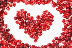 Pomegranate seeds in the shape of a heart Pomegranate seeds in the shape of a heart