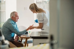 Image man getting diabetes treatment