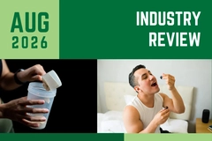 a collage of man adding liquid with dropper in mouth and person scooping powder into cup