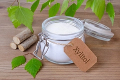 Image jar filled and labelled with xylitol