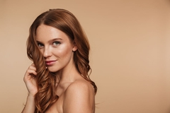Person looking at hair.