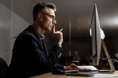 Focused man working