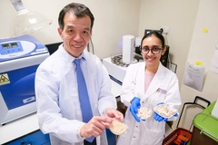 Prof William Chen (left) and Dr. Malsha Samarasiri with their fermented okara research