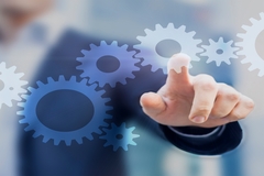 Image finger tapping virtual cogwheels