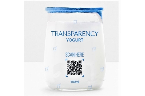 Yogurt in a transparent jar