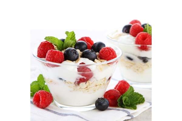 Image Berries inside white yougurt